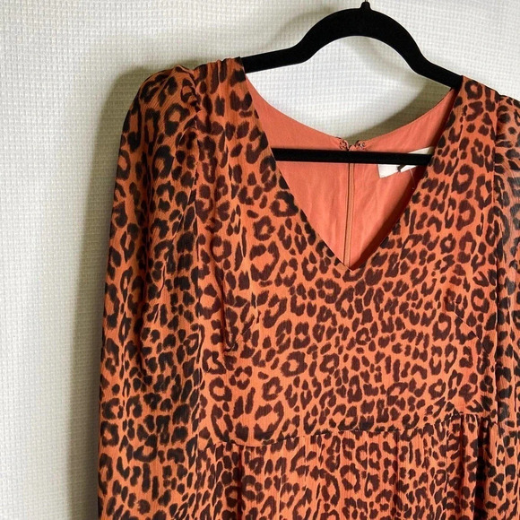 Loft | NWT Cheetah Print Long Babydoll Dress 6 Maxi Full Length - Picture 1 of 7